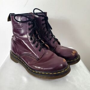 Dr Martens 1460 Cherry Purple Boots Leather Lace Up Leather  W7